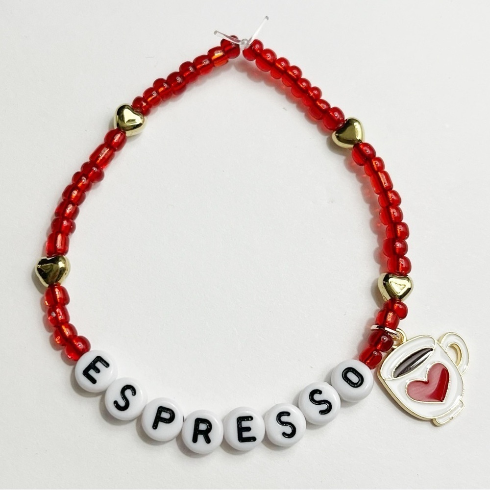 Sabrina Carpenter Espresso Beaded Friendship Bracelet with Red and Gold Accents